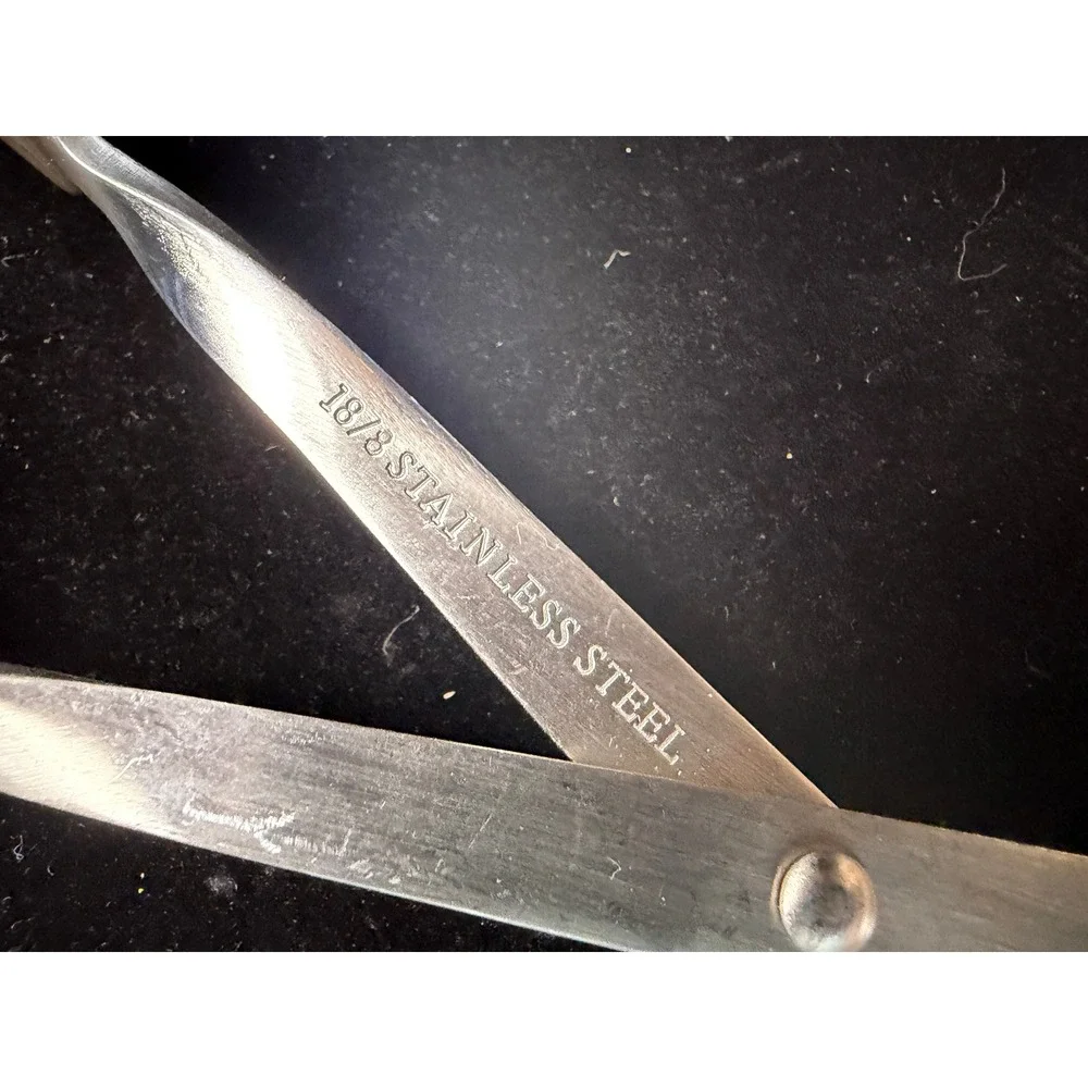 Vintage Scissor Salad Tongs 18/8 Stainless Steel Serving Spoon Fork Mid Century